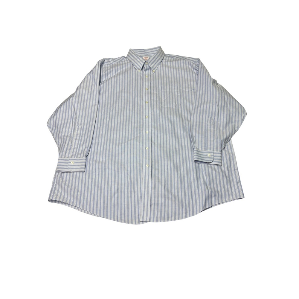 Brooks Brothers Madison Non-Iron Shirt Men 20-36 Blue White Stripe Supima Cotton